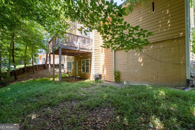 view of yard featuring a deck