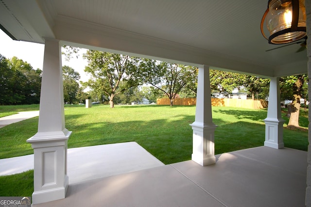 view of patio / terrace with ceiling fan