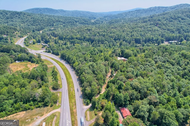 aerial view with a mountain view