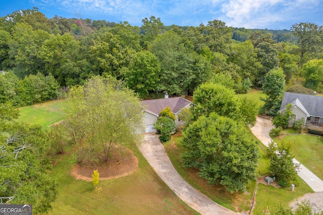 bird's eye view with a forest view