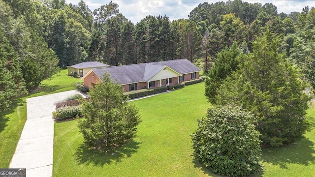 bird's eye view with a forest view