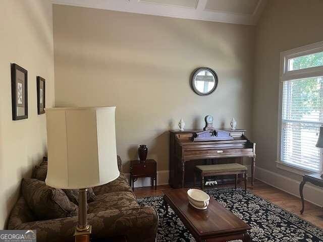 living area featuring hardwood / wood-style floors