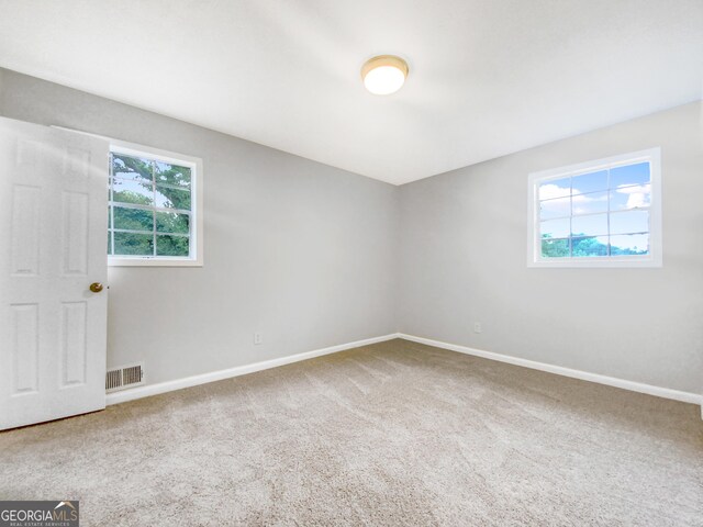 carpeted spare room featuring a wealth of natural light