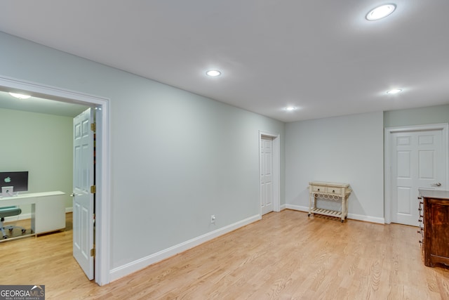 interior space with light hardwood / wood-style flooring