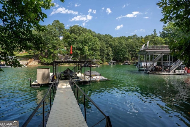 view of dock featuring a water view