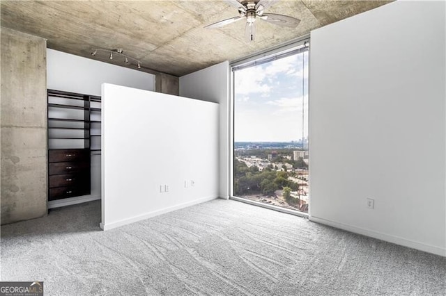 empty room featuring carpet and ceiling fan