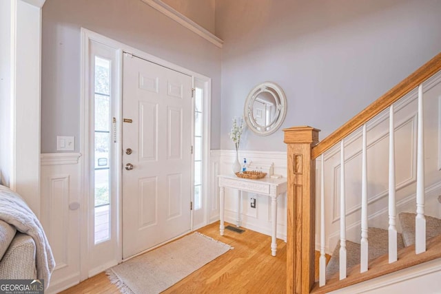 entrance foyer featuring light wood-type flooring