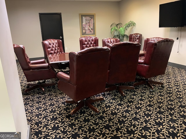 dining space with carpet