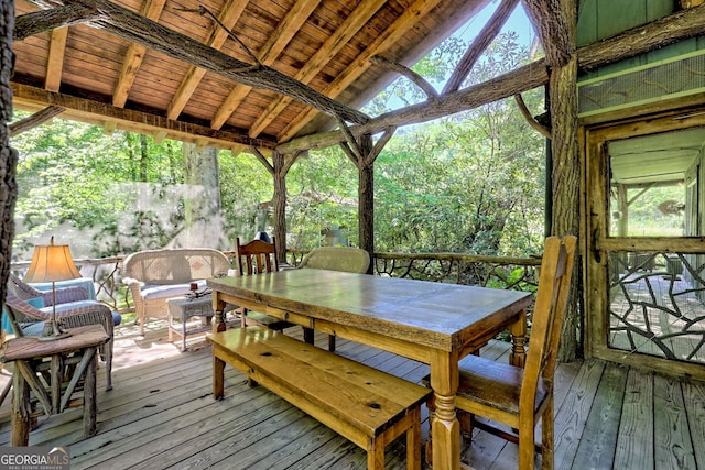 605 W Wildcat Rd, Clarkesville, GA 30523 - wooden deck with outdoor dining area