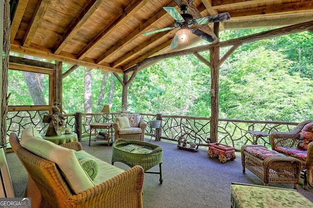 605 W Wildcat Rd, Clarkesville, GA 30523 - view of patio featuring ceiling fan and an outdoor living space