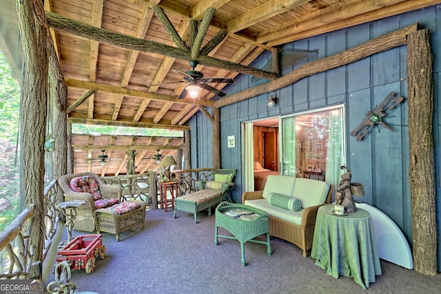 605 W Wildcat Rd, Clarkesville, GA 30523 - sunroom / solarium featuring an outdoor hangout area and ceiling fan