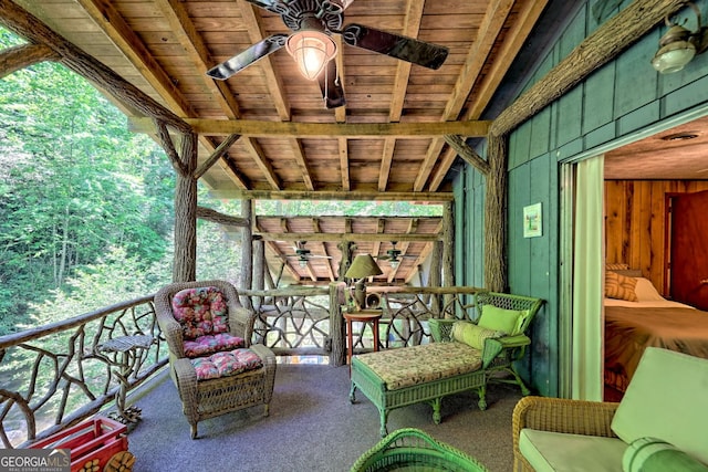 605 W Wildcat Rd, Clarkesville, GA 30523 - view of patio featuring a ceiling fan and a balcony