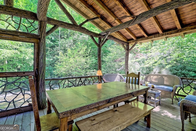 605 W Wildcat Rd, Clarkesville, GA 30523 - deck featuring an outdoor living space