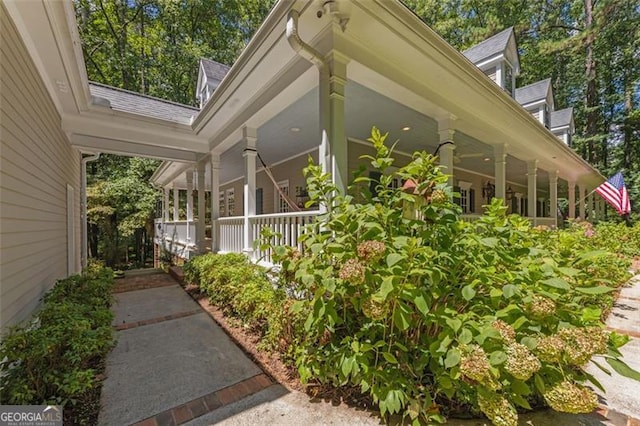 exterior space featuring covered porch