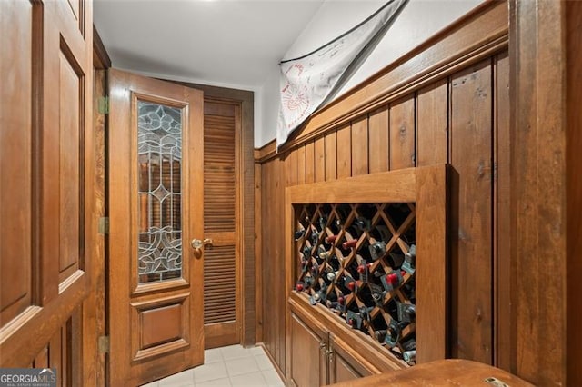 wine cellar featuring light tile patterned floors