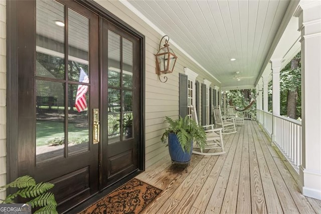 deck with covered porch