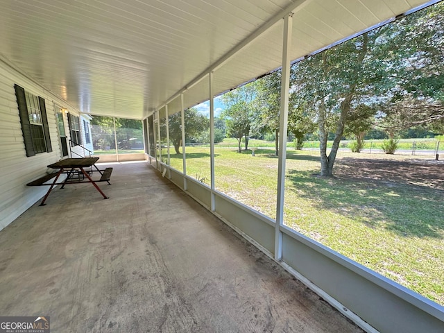 view of unfurnished sunroom