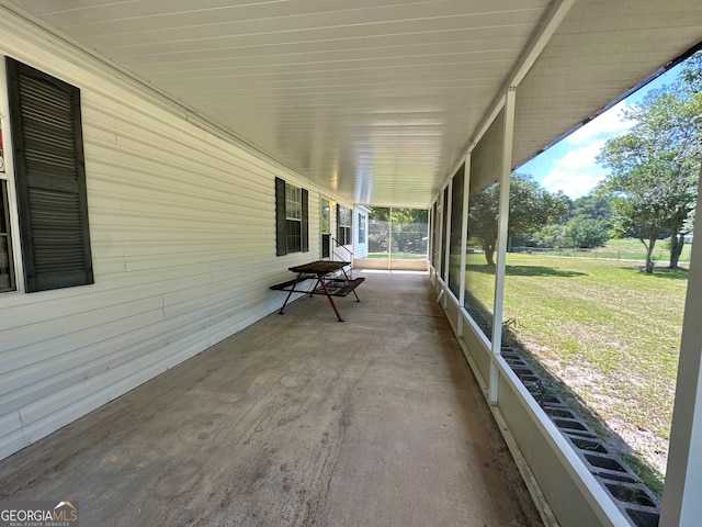 view of unfurnished sunroom