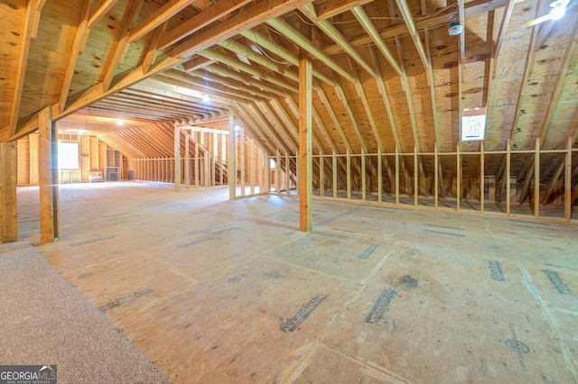 view of unfinished attic