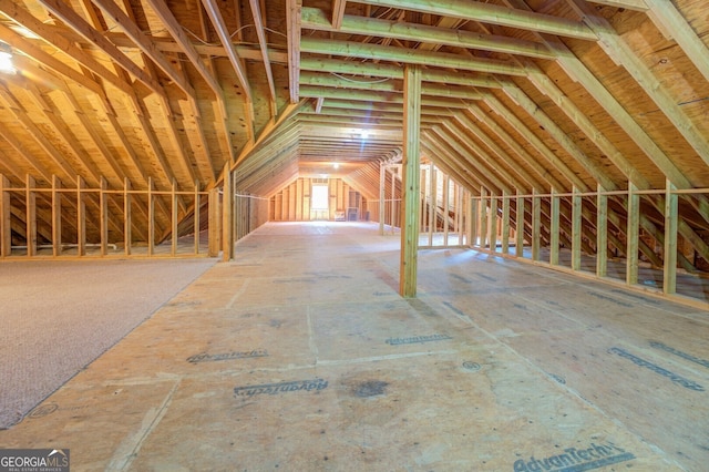 view of unfinished attic