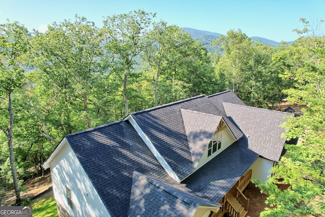 aerial view with a mountain view