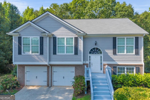 bi-level home with a garage