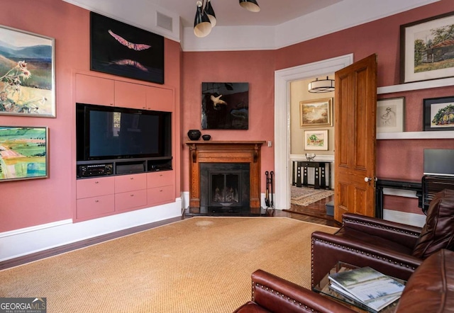 living room with hardwood / wood-style flooring