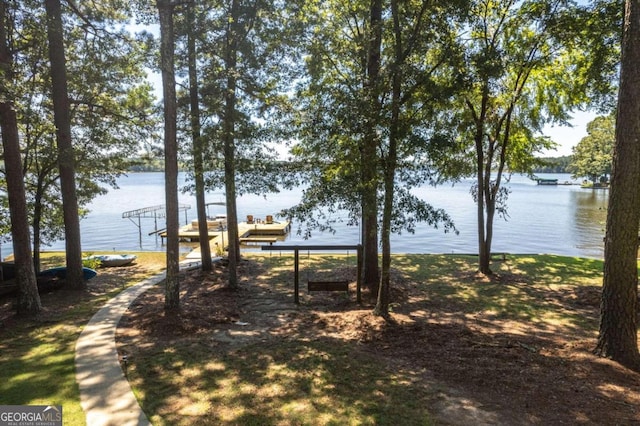 view of water feature featuring a boat dock