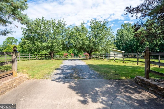 view of road featuring a rural view