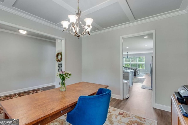 dining room with a chandelier and wood-type flooring