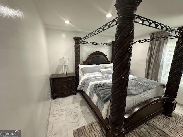 bedroom featuring light tile patterned floors