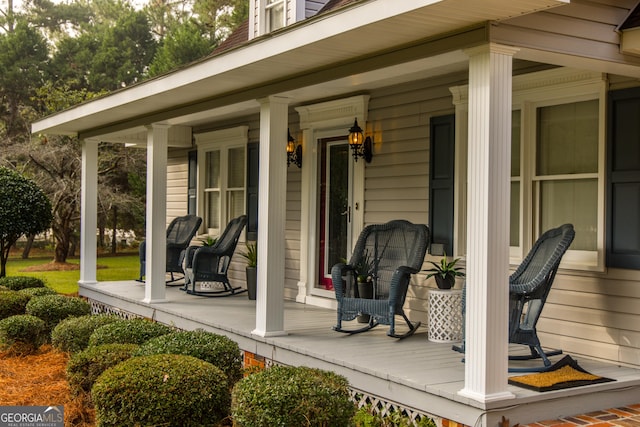 exterior space with covered porch