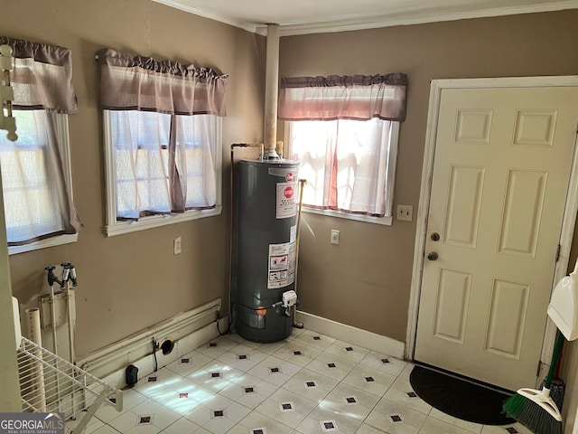 utility room with water heater