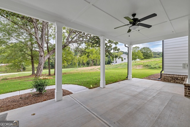 view of patio with ceiling fan