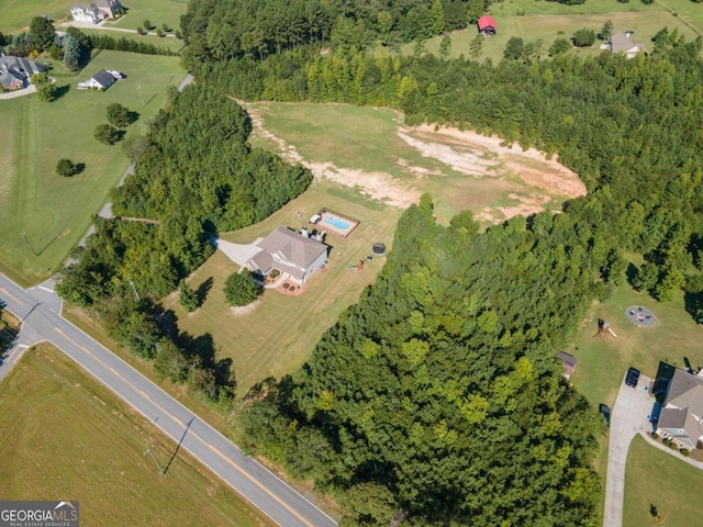 aerial view with a rural view