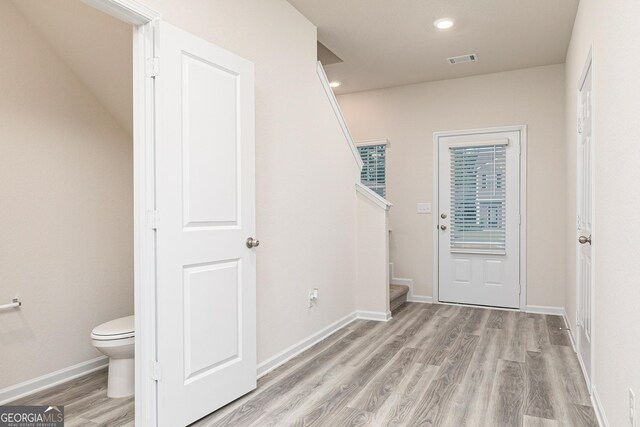 interior space with light hardwood / wood-style flooring