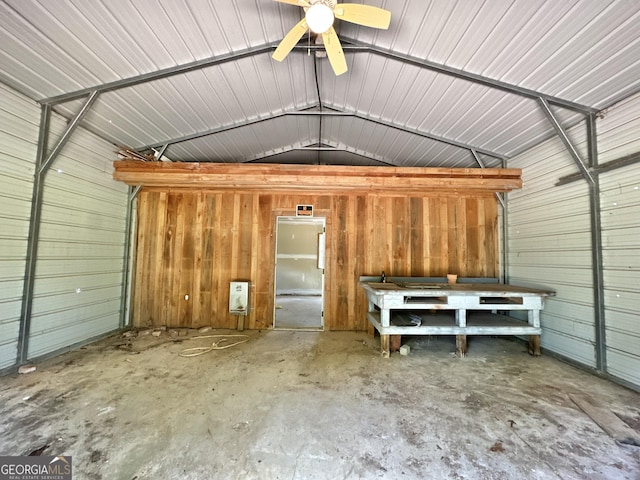 garage featuring metal wall