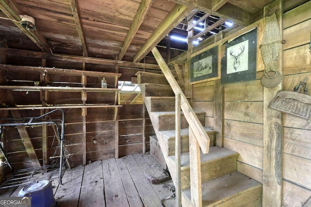 2350 Dial Rd, Blue Ridge, GA 30513 - stairway with wooden walls