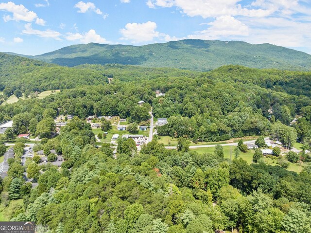 bird's eye view with a mountain view