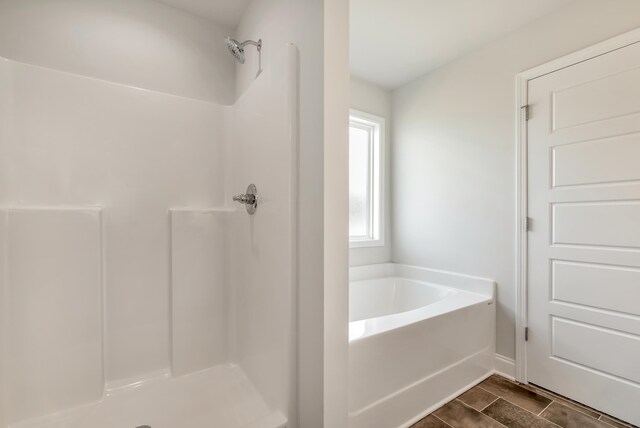 bathroom with plus walk in shower