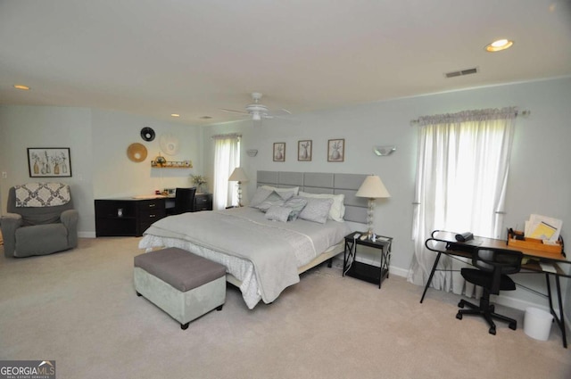1250 Pete Dickens Rd, Bogart, GA 30622 - bedroom with carpet, a desk, ceiling fan, and recessed lighting