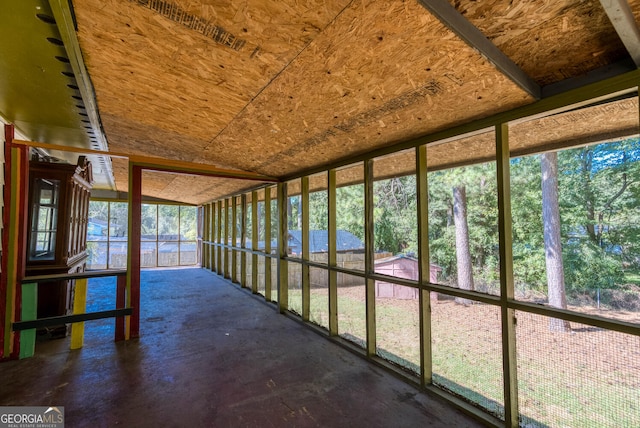 view of unfurnished sunroom