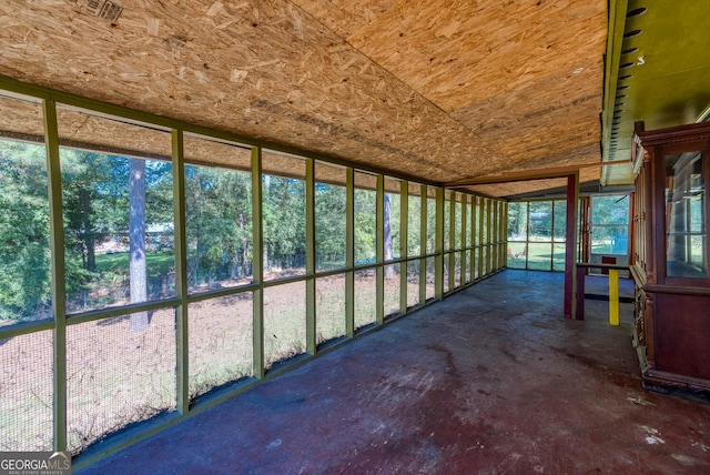 view of unfurnished sunroom