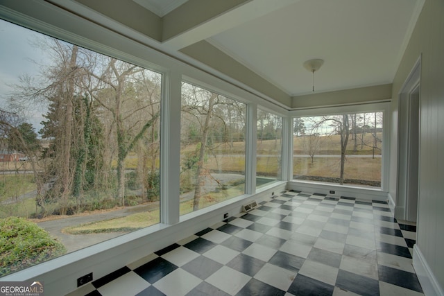 view of unfurnished sunroom