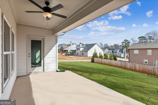 view of patio with ceiling fan