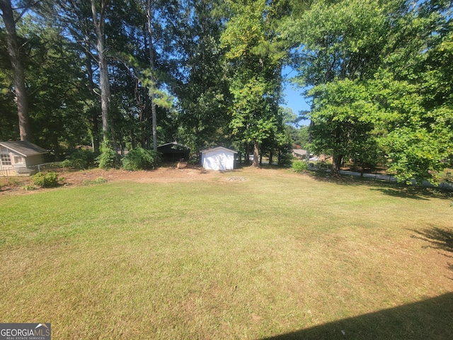 view of yard with a shed