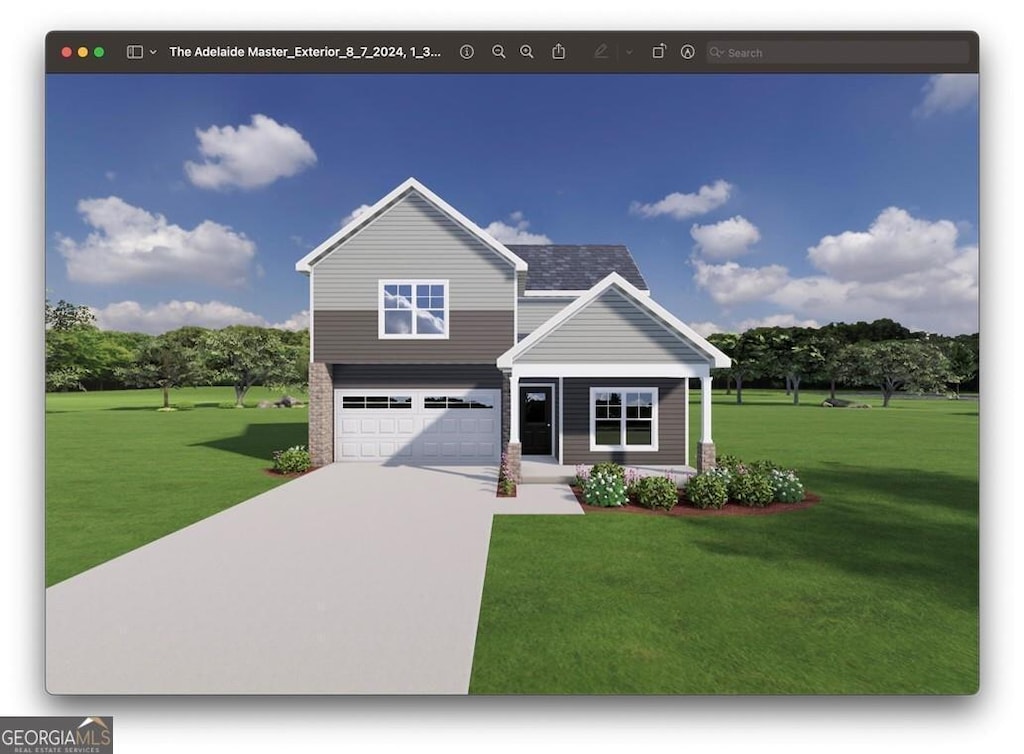 exterior space with a garage and a front yard