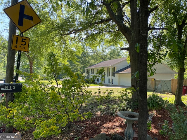 exterior space featuring a garage