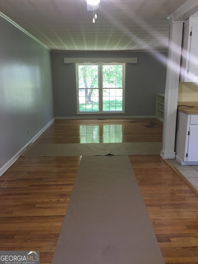 interior space featuring ceiling fan and hardwood / wood-style floors