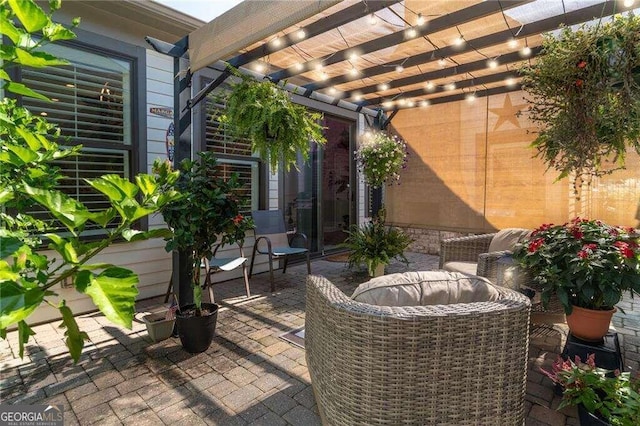 view of patio featuring a pergola